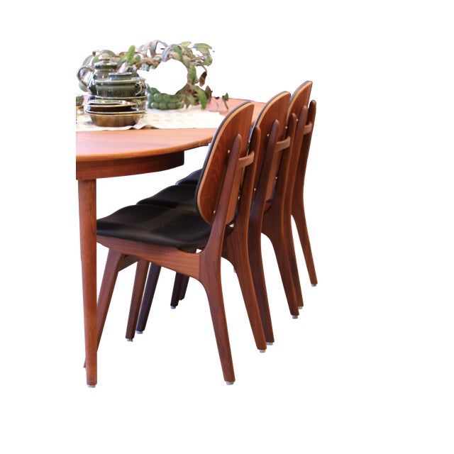 Wood Model 75 Chairs in Teak and Black Leather by Arne Hovmand Olsen, 1960s, Set of 2 For Sale - Image 7 of 18