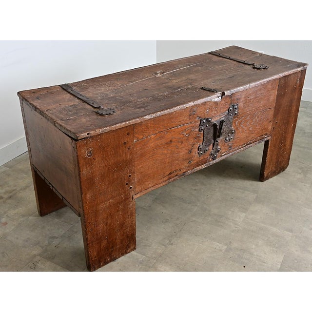 Wood German 16th Century Oak Coffer For Sale - Image 7 of 18