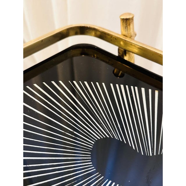 Art Deco Brass and Black Glass Serving Bar Trolley, 1950s For Sale - Image 12 of 18