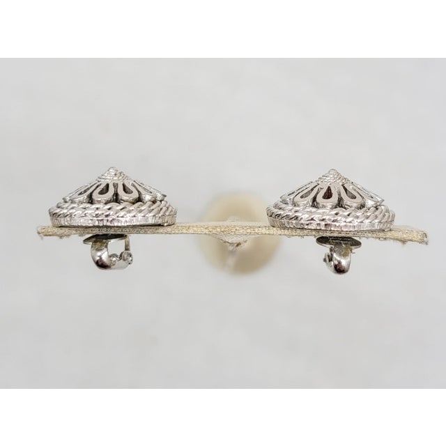 Metal Vintage Signed Boucher Rhodium Plated Round Domed Clip Earrings- 2 PIeces For Sale - Image 7 of 8
