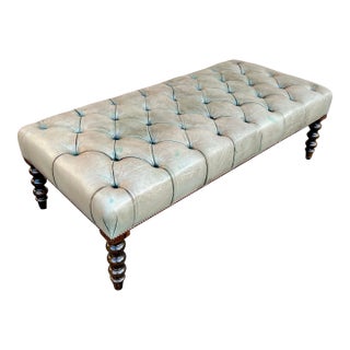 George Smith Tufted Leather Ottoman Bench For Sale