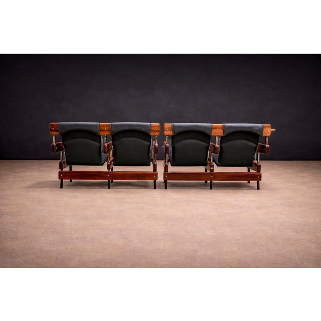 Wood Pair of Double “Longarina” Auditorium Chairs, Sergio Rodrigues, 1965 For Sale - Image 7 of 13