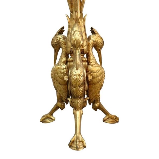 Aesthetic Movement Figural Heron Carved Gilt Wood Marble Top Side Stand C1880 For Sale - Image 9 of 14