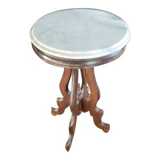 Early 20th Century Antique Walnut Side Table With Marble Top For Sale