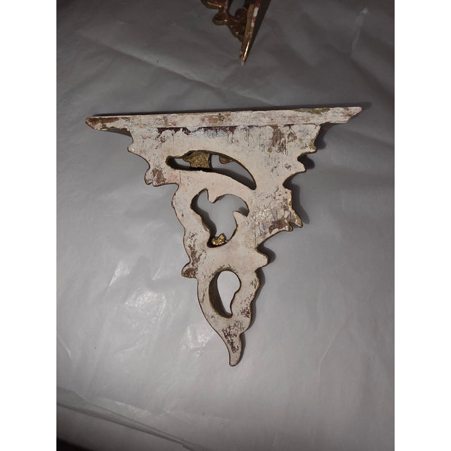 Gold Small Pair of Giltwood Italian Wall Brackets For Sale - Image 8 of 12