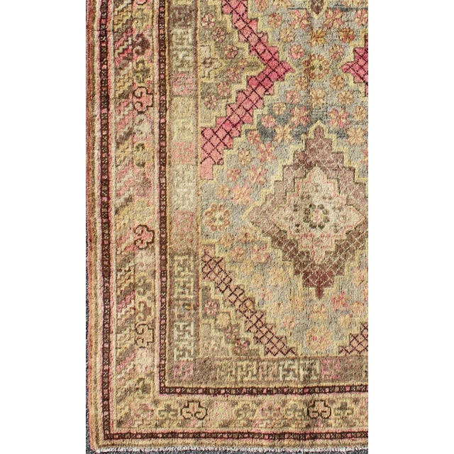 Tribal Early 20th Century Antique Khotan Rug With Paired Diamond Medallions in Wine Red For Sale - Image 3 of 8