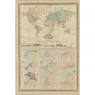 Four Physical Maps of the World on One Sheet, 1872 For Sale