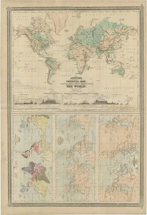 Four Physical Maps of the World on One Sheet, 1872
