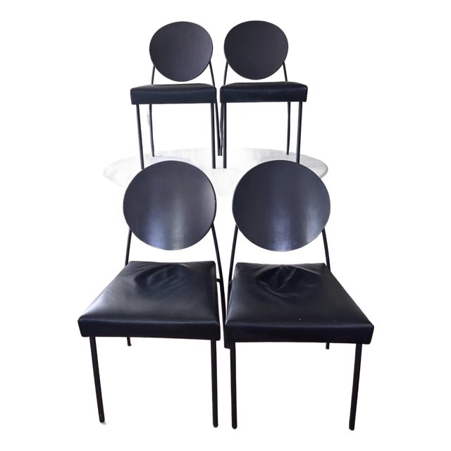 1990s Set of 4 Dakota Jackson Memphis Style Vik-Ter Chairs, Black For Sale