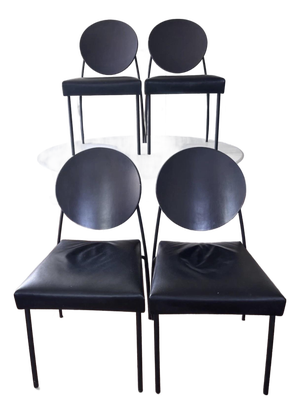 1990s Set of 4 Dakota Jackson Memphis Style Vik-Ter Chairs, Black
