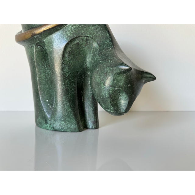 Vintage M. Zettel Modernist Art Cubist Abstract Bronze Cat Sculpture ...