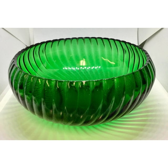 1950s Swirling Green Glass Serving Bowl For Sale - Image 12 of 12