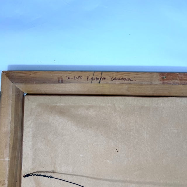 Green 1970s Honey Kurlander "Greenhouse" Original Oil Painting on Canvas For Sale - Image 8 of 9