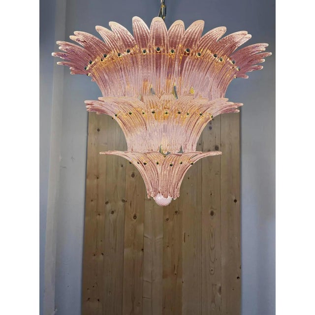 Pink Palmette Murano Glass Chandelier by Simoeng For Sale - Image 4 of 5