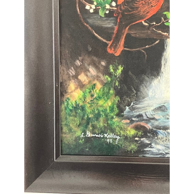 Vintage Cardinal Landscape Painting by Lou Kelley For Sale - Image 9 of 11