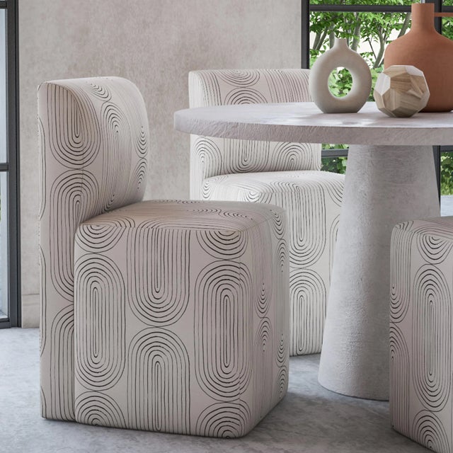 Wood Andes Dining Chair in Slate Oblong Block Print For Sale - Image 7 of 8