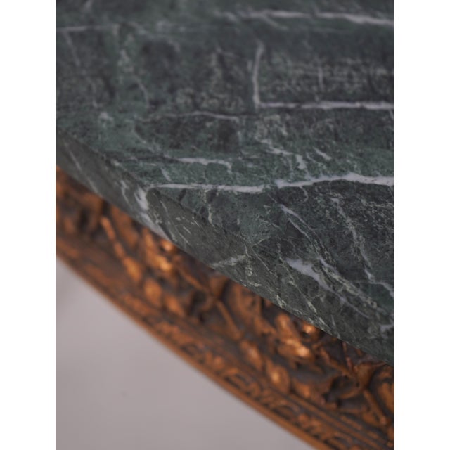 Gold French Louis XVI Style Gold Finish Marble Top Console Table For Sale - Image 8 of 13