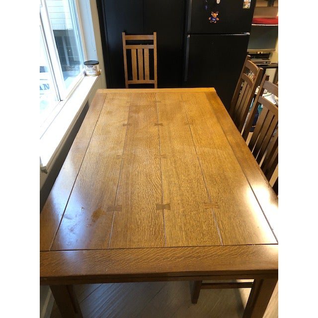 1990s Mission Stickley Draw Top Dining Table Chairish