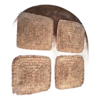 Frontgate Set of (4) Raffia Placements With Linen Like Table Protective Backing. For Sale