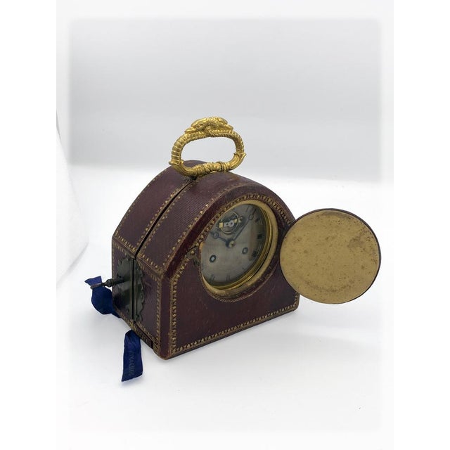 Brown Charles X Travel Officer's Pendule Clock in Gilded Bronze by Le Roy For Sale - Image 8 of 16