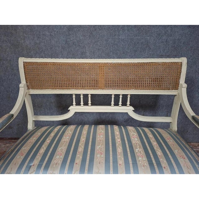 Louis XVI Style Bench in Wood and Fabric For Sale - Image 3 of 10