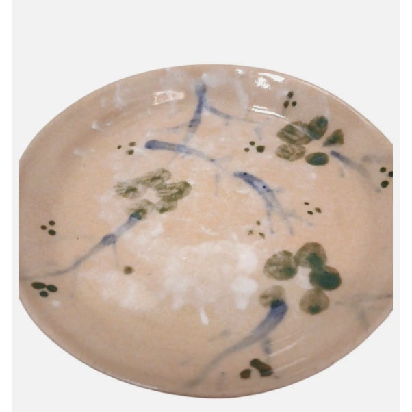 Ceramic Vintage Asian Pottery Sushi Plates Oriental Cherry Blossom Floral Hand Painted - 8 pcs For Sale - Image 7 of 9