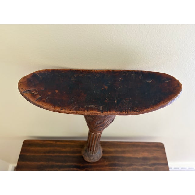 Wood Vintage East African Carved Wood and Leather Pastoralist Headrest Stool For Sale - Image 7 of 14