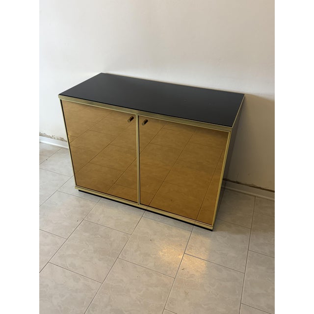 Metal Gold Mirrored Glass and Brass Storage Units attributed to Renato Zevi, 1970s, Set of 2 For Sale - Image 7 of 18
