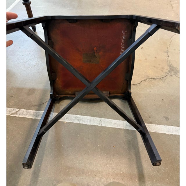 Antique Brown Oak End Table With Cork Top Signed on Bottom From Grand Rapids For Sale - Image 4 of 7