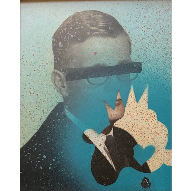 1980s Vintage Pop Art Mixed Media Abstract Portrait of a Young Man For Sale - Image 5 of 6