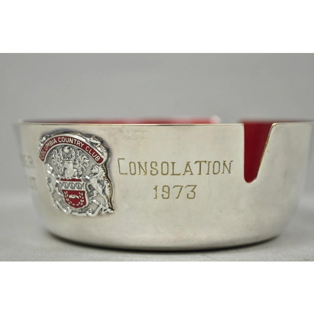 Vintage Reed & Barton 22 Silver Plated Red Enamel Columbia Country Club Ashtray For Sale In Philadelphia - Image 6 of 13