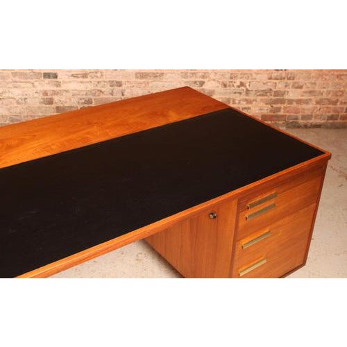 Mid-Century British Executive Teak Desk with Brass Handles, 1970s For Sale - Image 12 of 16