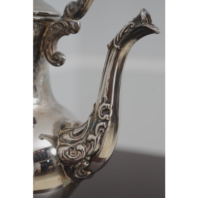 Traditional Outstanding 7 Piece Silverplate Tea Set W. Kettle on Stand For Sale - Image 3 of 12