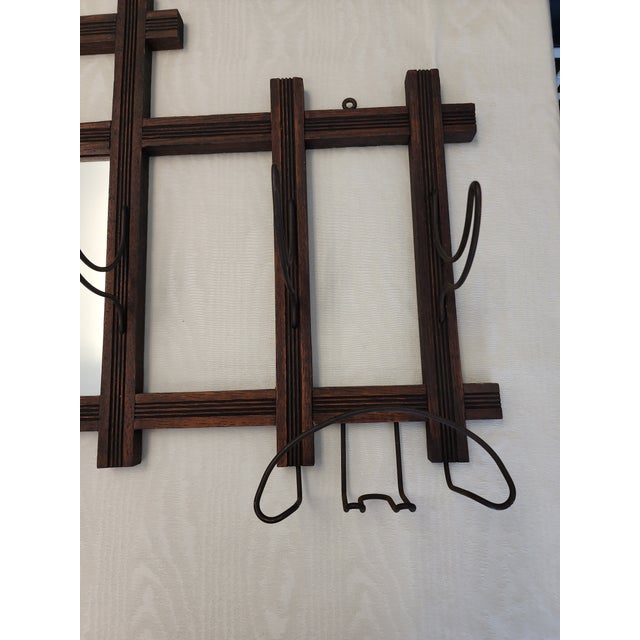 Antique Arts & Crafts Wall Coat Rack With Mirror and Hooks For Sale - Image 17 of 17