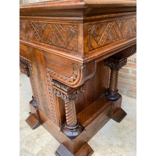 Pair of Spanish Empire Revival Console Tables with Spiral Columns, 1890s For Sale - Image 4 of 17