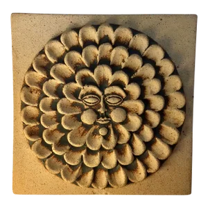 Vintage 1970s Studio Pottery Sun Tile Wall Art Signed by John Wenzel