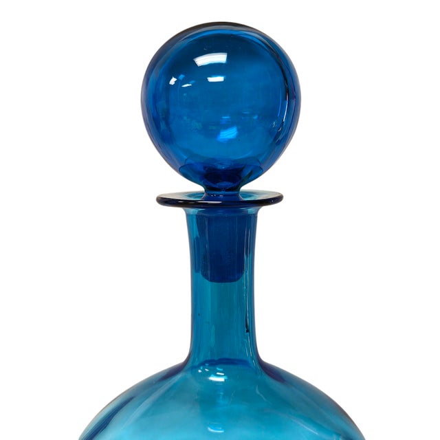For your consideration this beautiful vintage hand blown model #6942 glass decanter from Blenko. Designed by Joel Myers...