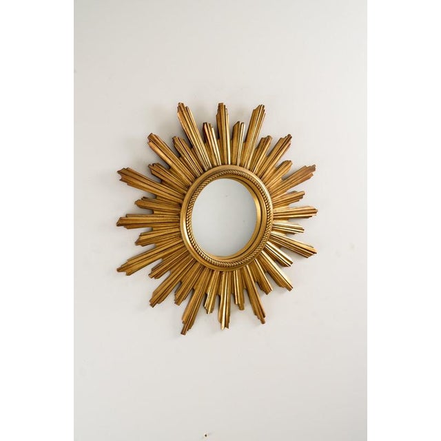 Mid-Century Convex Gilt Sunburst Mirror, 1960s For Sale - Image 3 of 5
