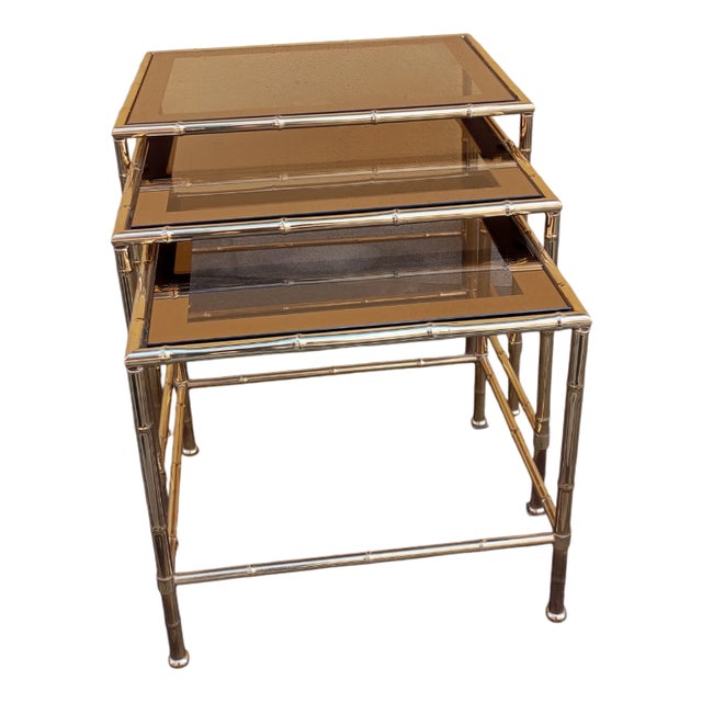 Vintage Italian Nesting Tables, 1970s, Set of 3 For Sale