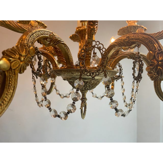 Vintage French Louis IV Style Gilt Metal Chandelier 12 Light For Sale - Image 12 of 12