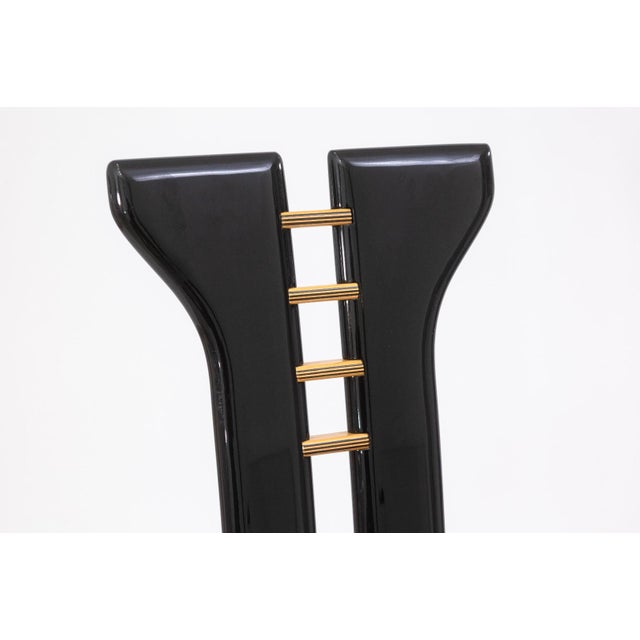 Pierre Cardin Pierre Cardin Italian Contemporary Modern Black Lacquer and Leather Side Chair For Sale - Image 4 of 11