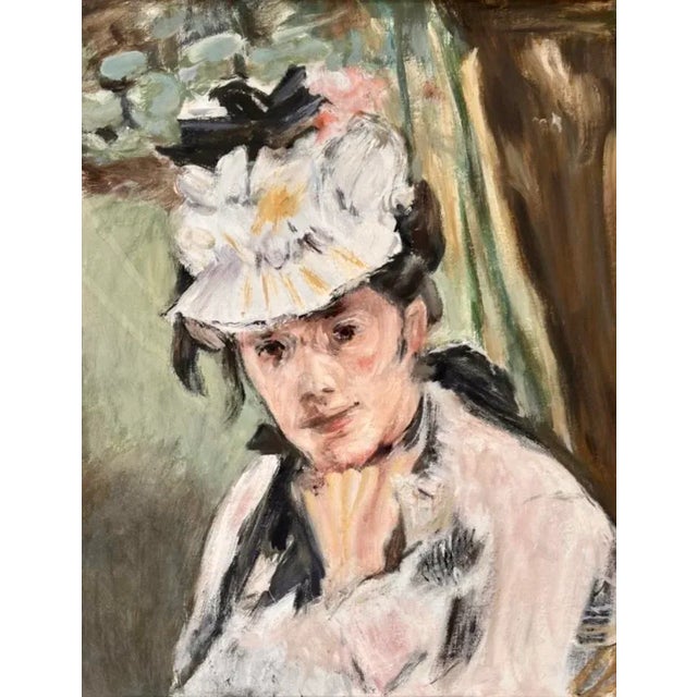 Mid-Century Portrait Painting Oil on Canvas after Edouard Manet Mid 20th century portrait after the painting, “The Monet...