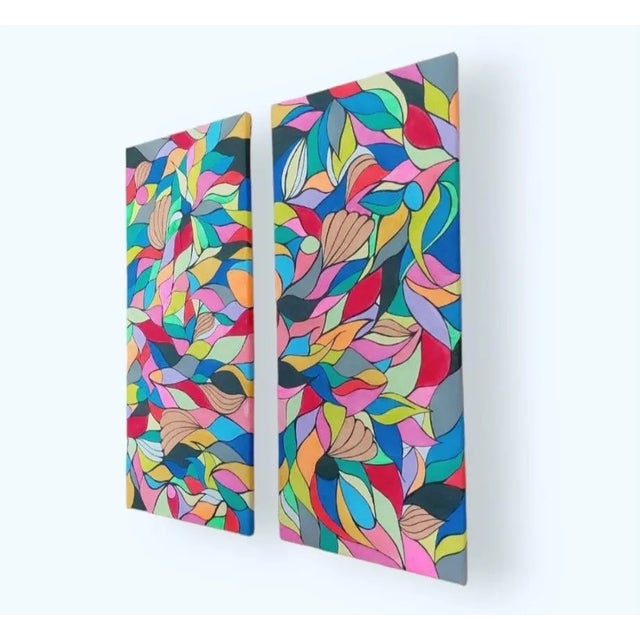 Early 21st Century Priscilla Bilijam, Just the Two of Us, 2024, Acrylic on Canvases, Set of 2 For Sale - Image 5 of 6