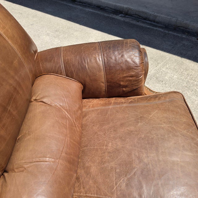 Vintage Barcalounger Saddle Leather Recliner With Continuous Lumbar Support For Sale - Image 11 of 18
