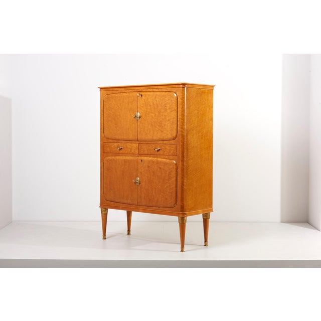 Italian Birdseye Maple Bar Cabinet, 1950s For Sale - Image 4 of 18