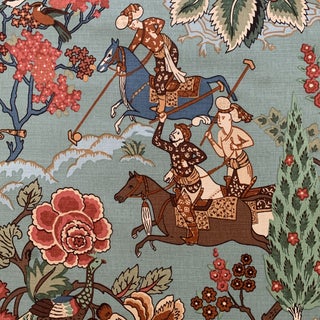 Cowtan & Tout Screen Printed Linen Fabric Hurlingham Chinoiserie- 14 Yards For Sale