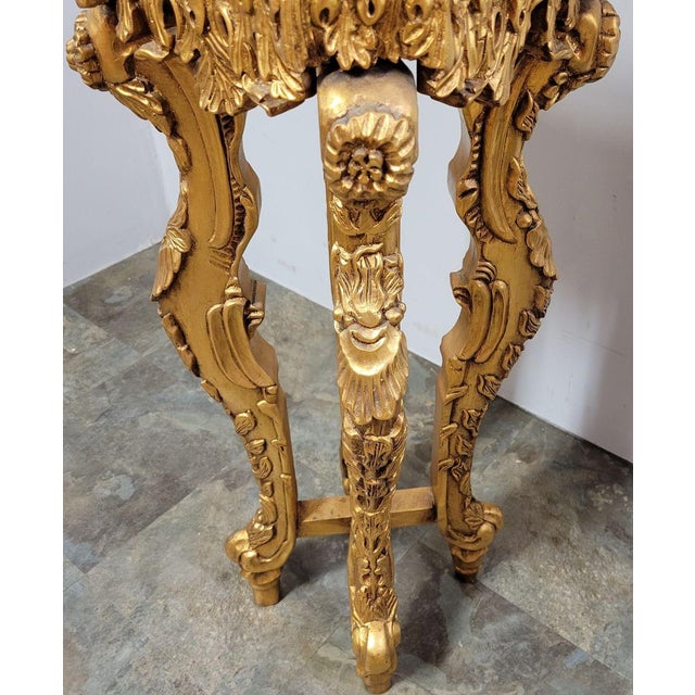Wood 20th C Italian Gilt Wood Table or Display Stand With Marble Top For Sale - Image 7 of 9