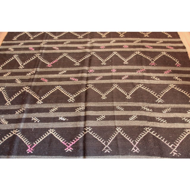 Textile Vintage Stripe Design Wool Floor Kilim Rug -11' 4'' X 7' 4'' Feet For Sale - Image 7 of 13