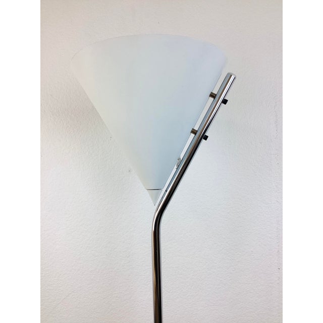 Vintage 1960s Mid Century Modern Floor Lamp mid century modern design made of metal & chrome cone shape shade holds a...