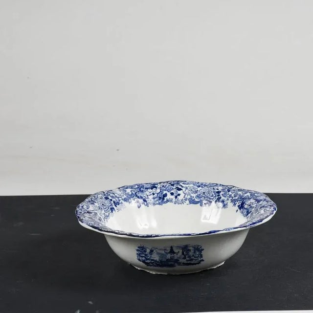 White and Blue Ceramic Bowl Plate from Chinese SCR, 1880s For Sale - Image 4 of 8